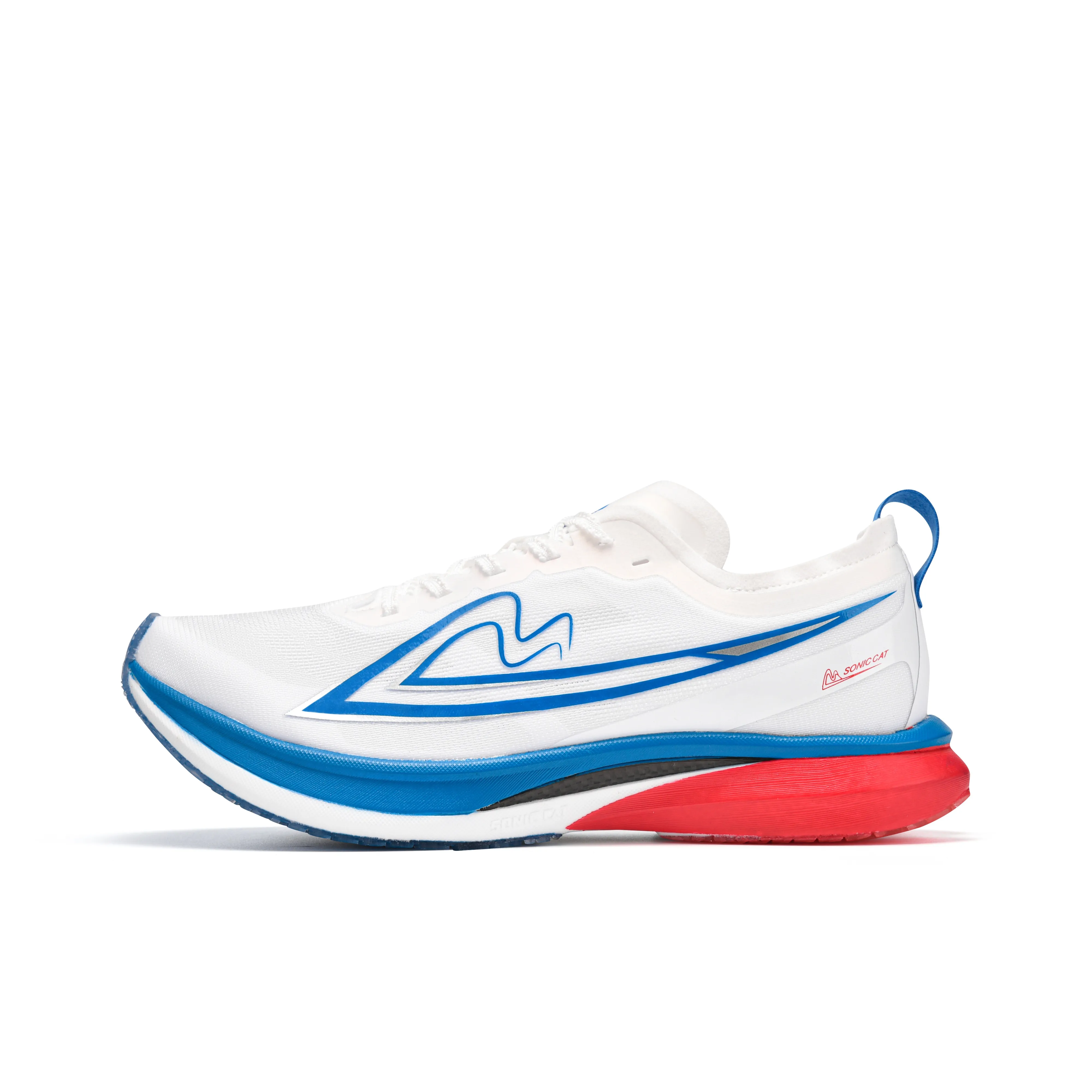 Sonic Cat Breathable Coverage Rebound Low Top Full Length Carbon Plate Casual Running Shoes Unisex White Blue