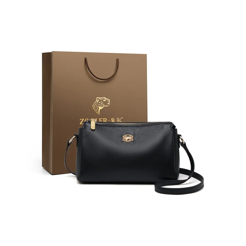 ZOOLER Сумка через плечо из крупнозернистой текстуры коровьей кожи среднего размера женская черная