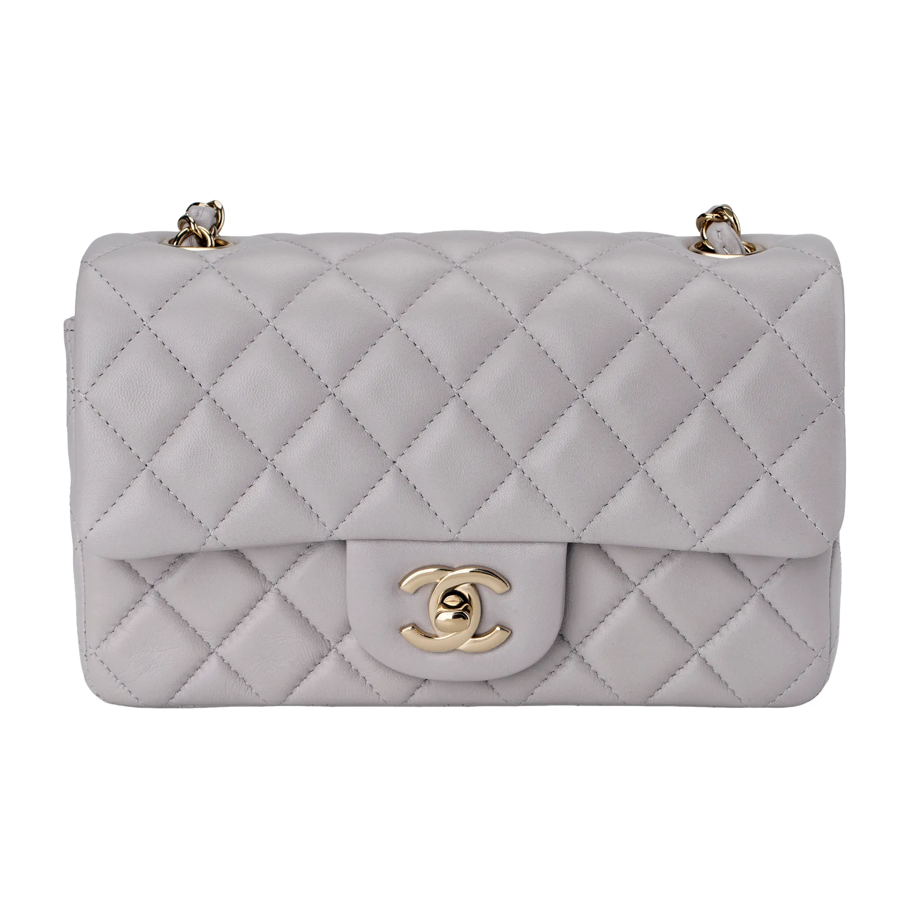 CHANEL Classic Flap CF Lambskin Shoulder Bag, Crossbody Bag Mini Women's Gray