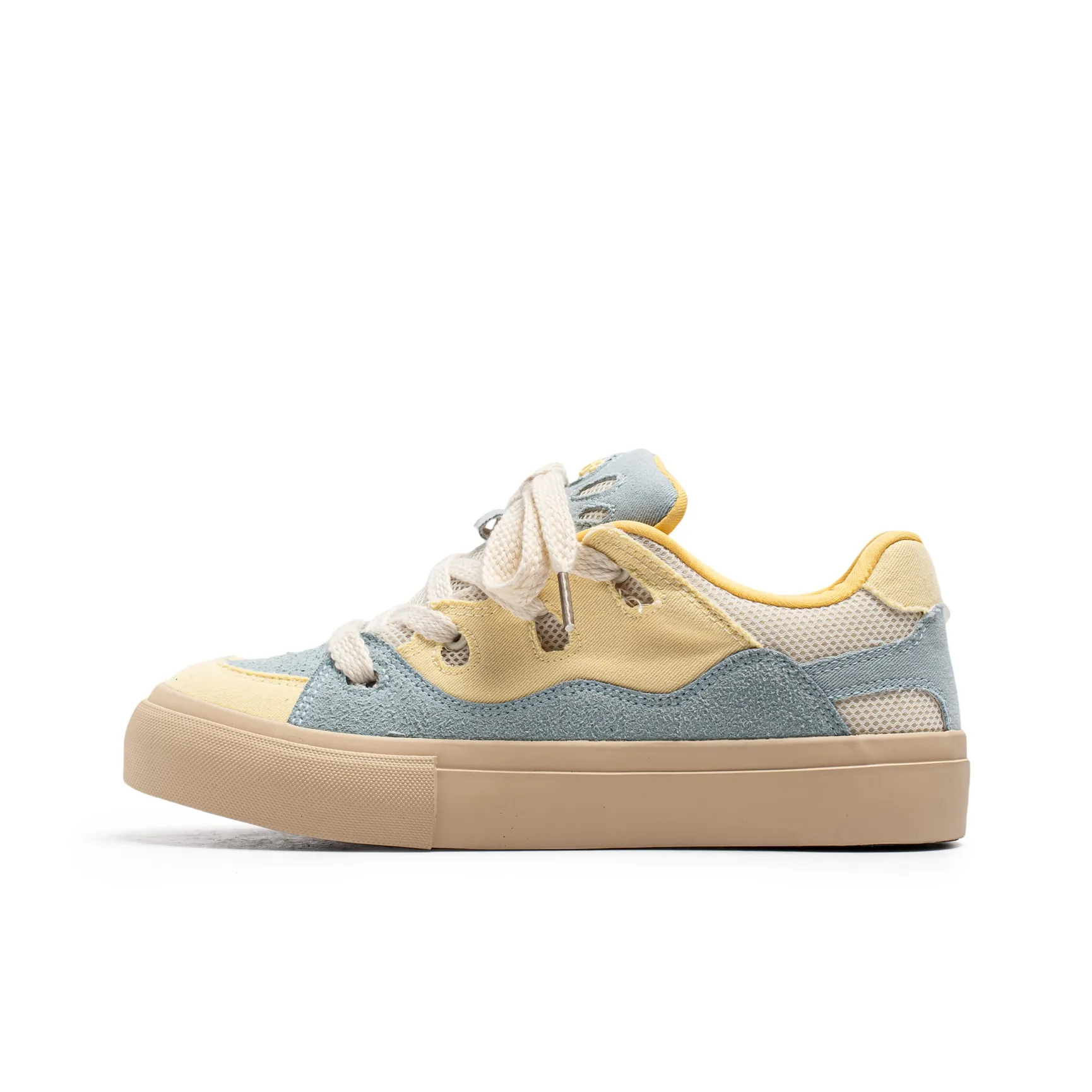 Mengsai Low-Top Skateboard Shoes Men's Yellow Blue