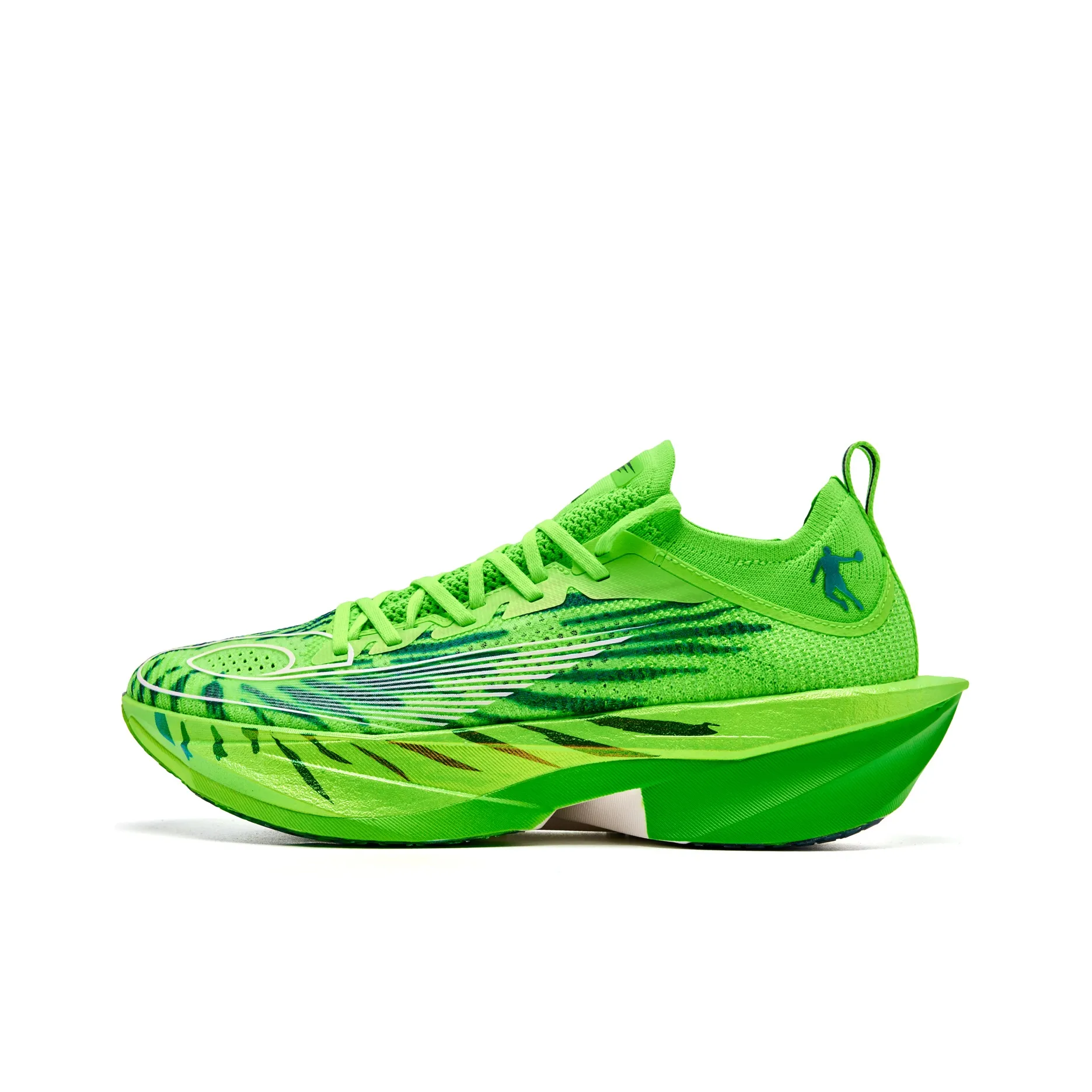 QIAODAN Feiying Plaid 2.0 Running Shoes Men's Low Top Shiny Green/Abyss Green