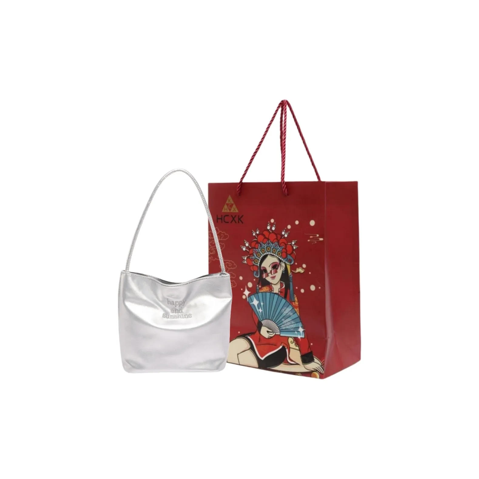 HCXK ПУ (полиуретан) Универсальная сумка через плечо сумка-ведро с вышивкой бабочки сумка через плечо стандартная женская серебряная