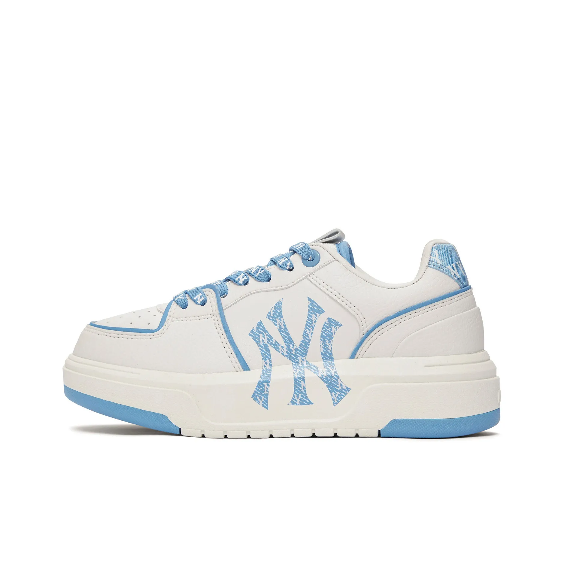 MLB New York Yankees Anti-Slip Wear-Resistant Low-Top Skateboard Shoes Unisex White Blue