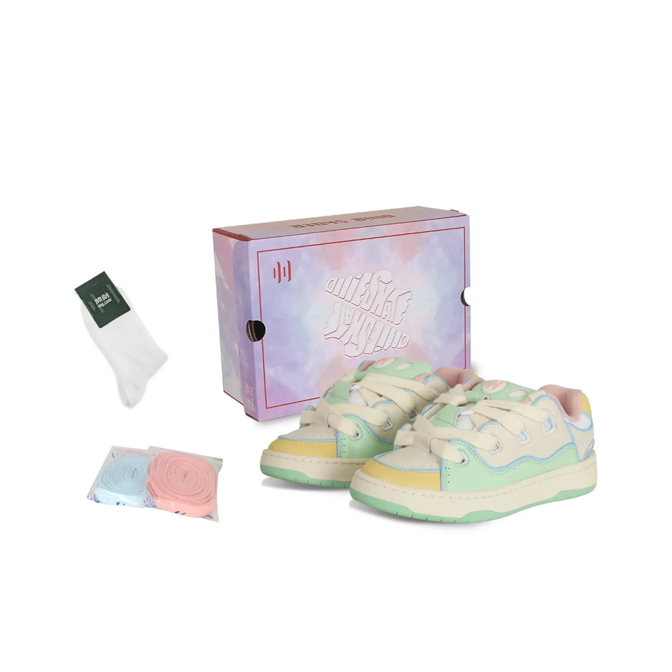 Ollieskate Низкие кроссовки для скейтбординга унисекс бежево-зеленый желтый