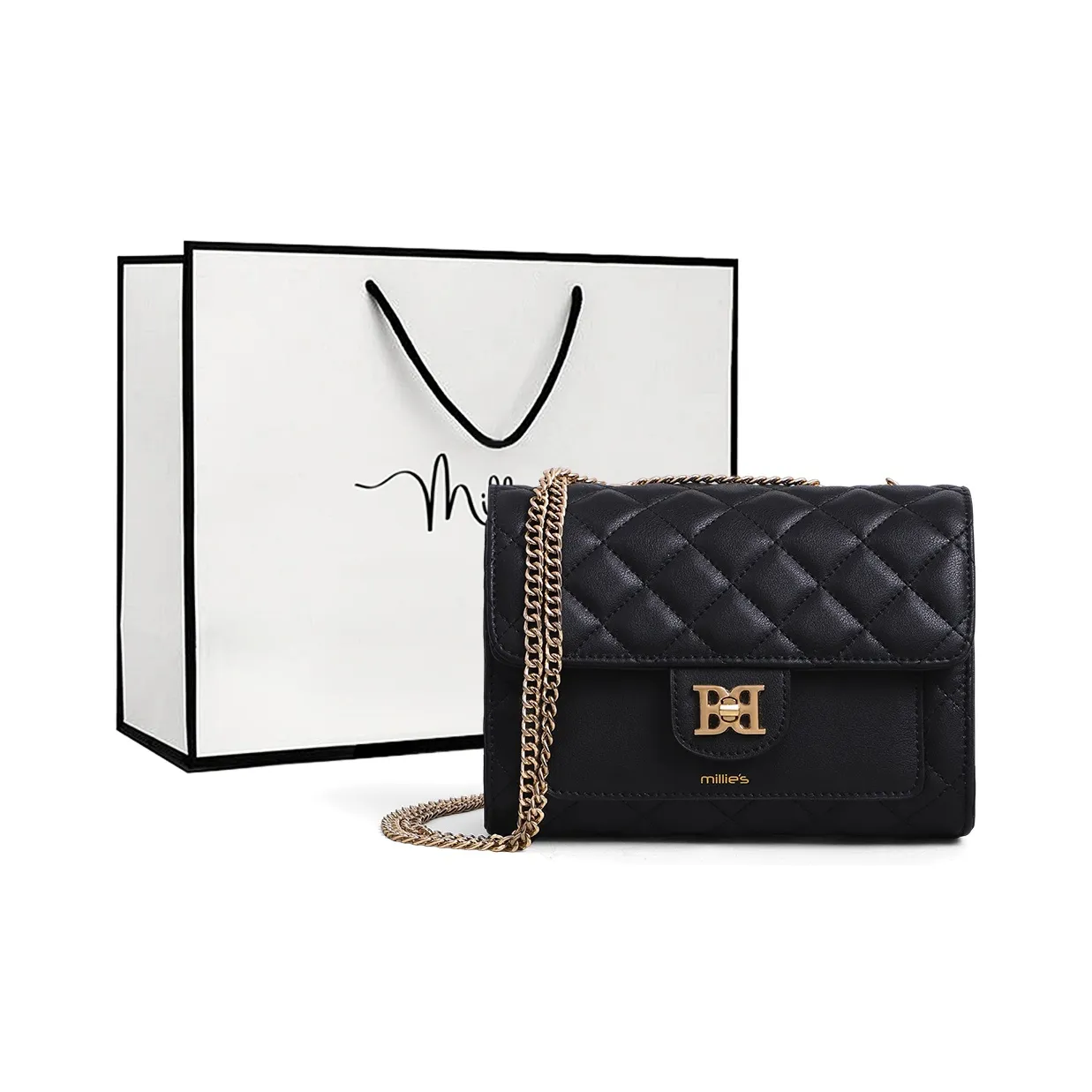 MILLIE'S Сумка через плечо из коровьей кожи маленькая квадратная сумка стандартная женская экстрим ночной черный