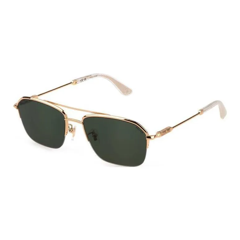 Police Metal Rectangular Sunglasses Men's Gold