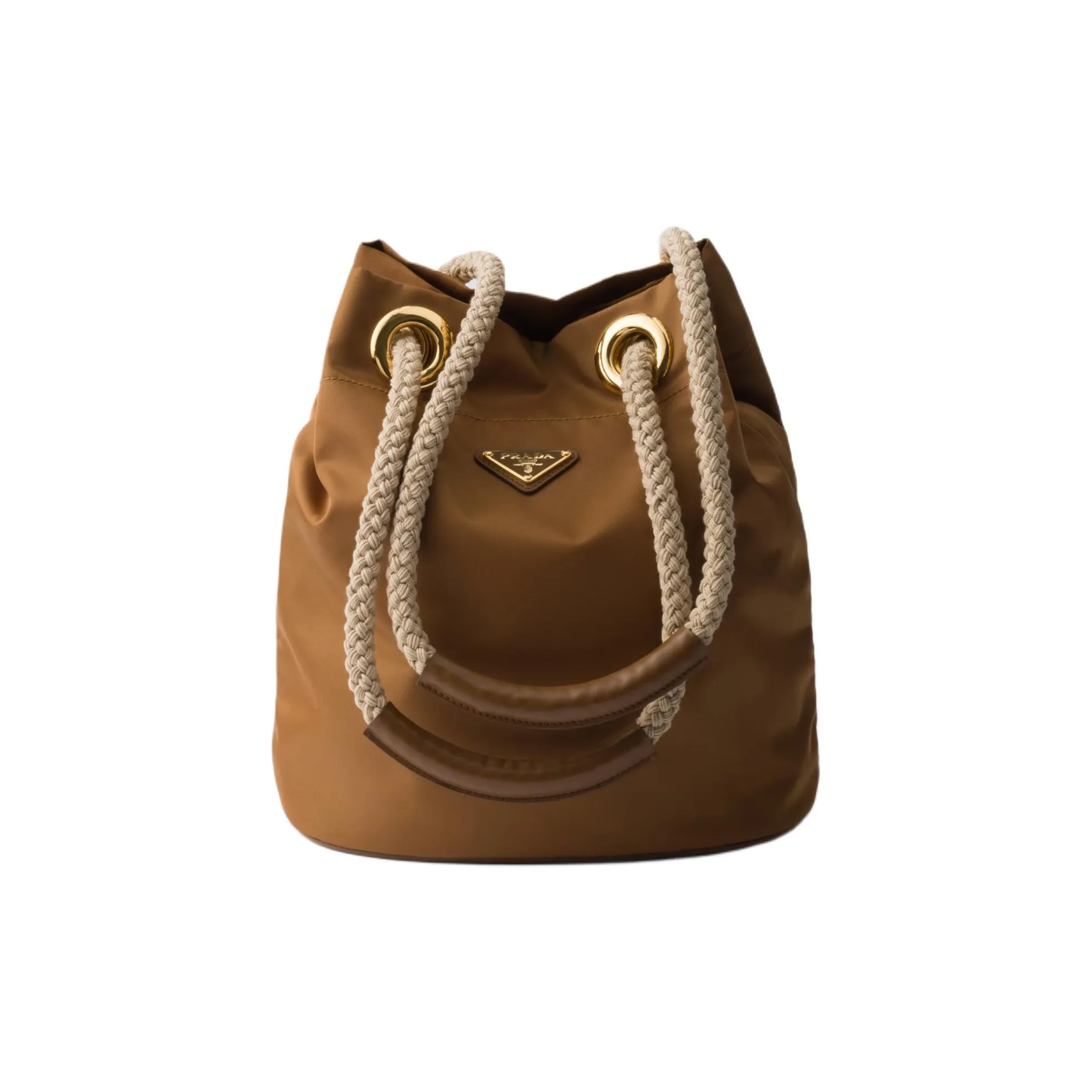 PRADA Re Nylon Recycled Polyamide Bucket Bag Handbag Trumpets Women's Deep Gold