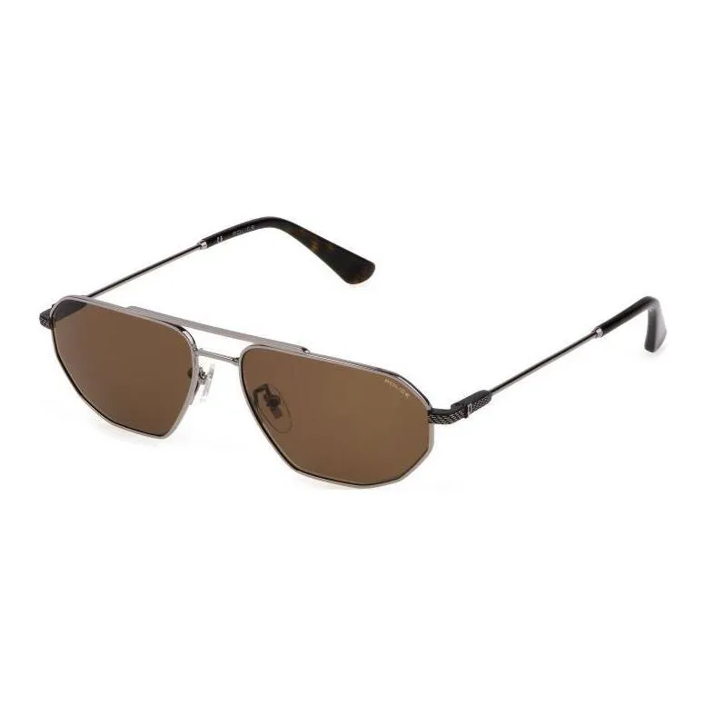 Police Metal Irregular Shape Sunglasses Men's Gray