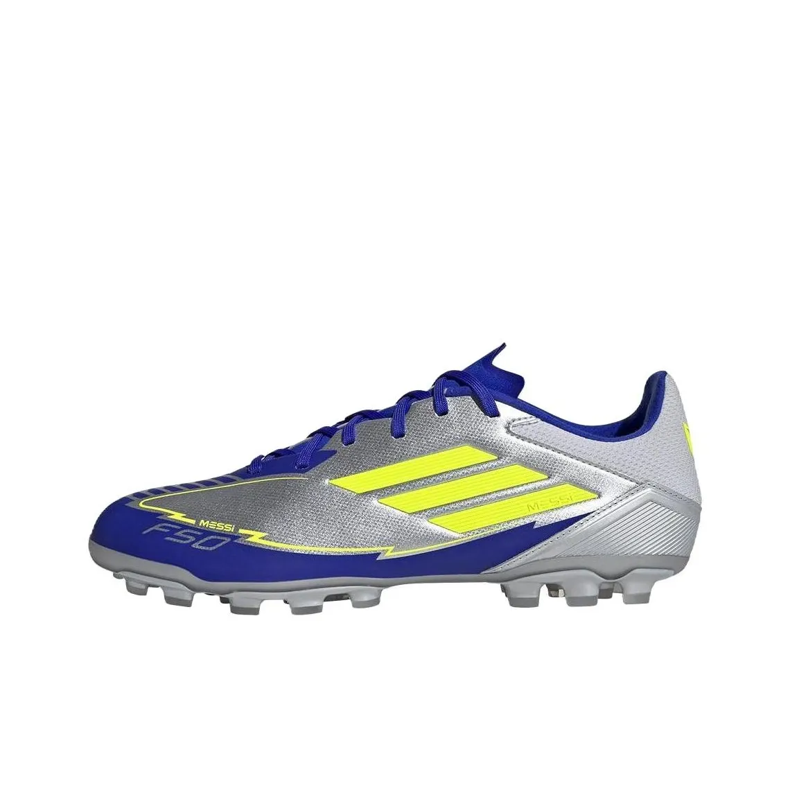 Adidas F50 League AG Искусственная трава Противоскользящие Устойчивые к истиранию Футбольные бутсы Мужские Серебристо-желтые