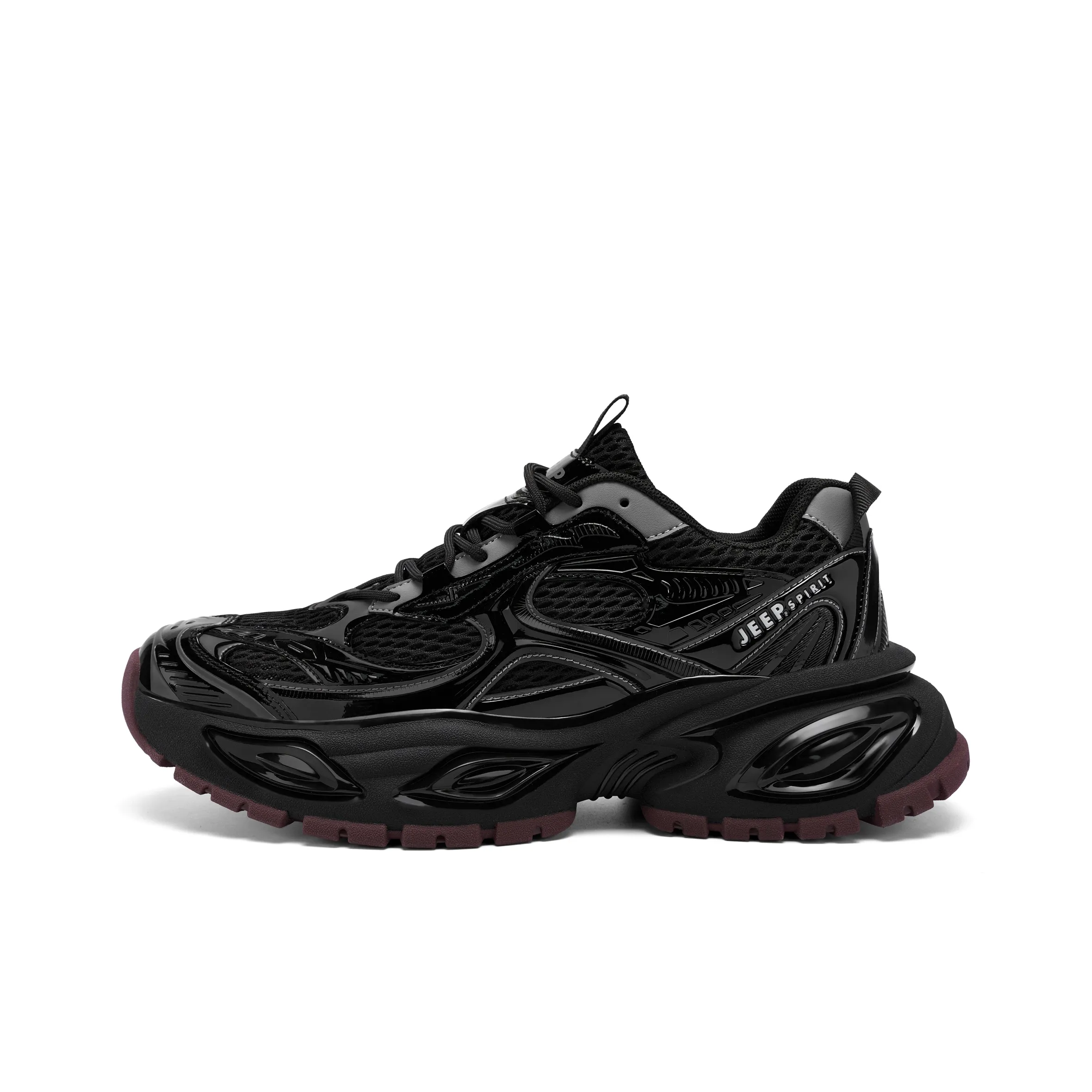JEEP SPIRIT Black Myth Низкий топ Толстая подошва Кроссовки Мужской Графитовый черный