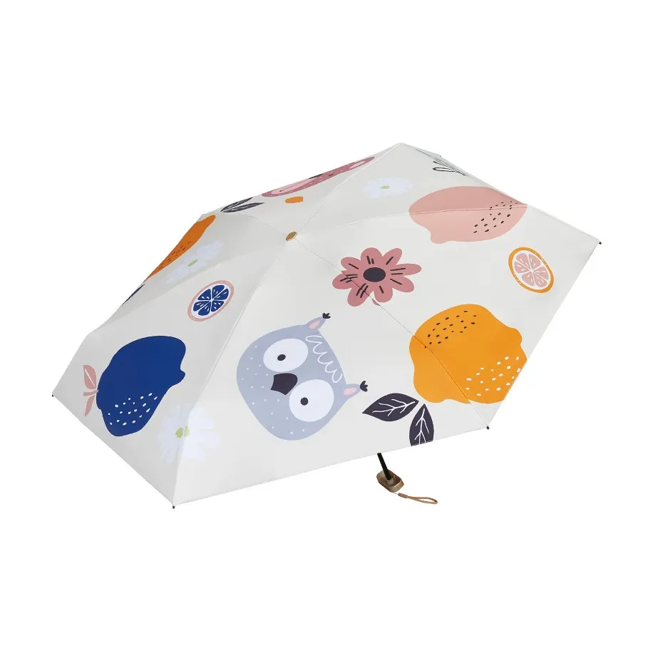 Lancitu Six Fold Flat Umbrella Sunny Cute Sun Protection Foldable Sun Umbrella Portable Mini