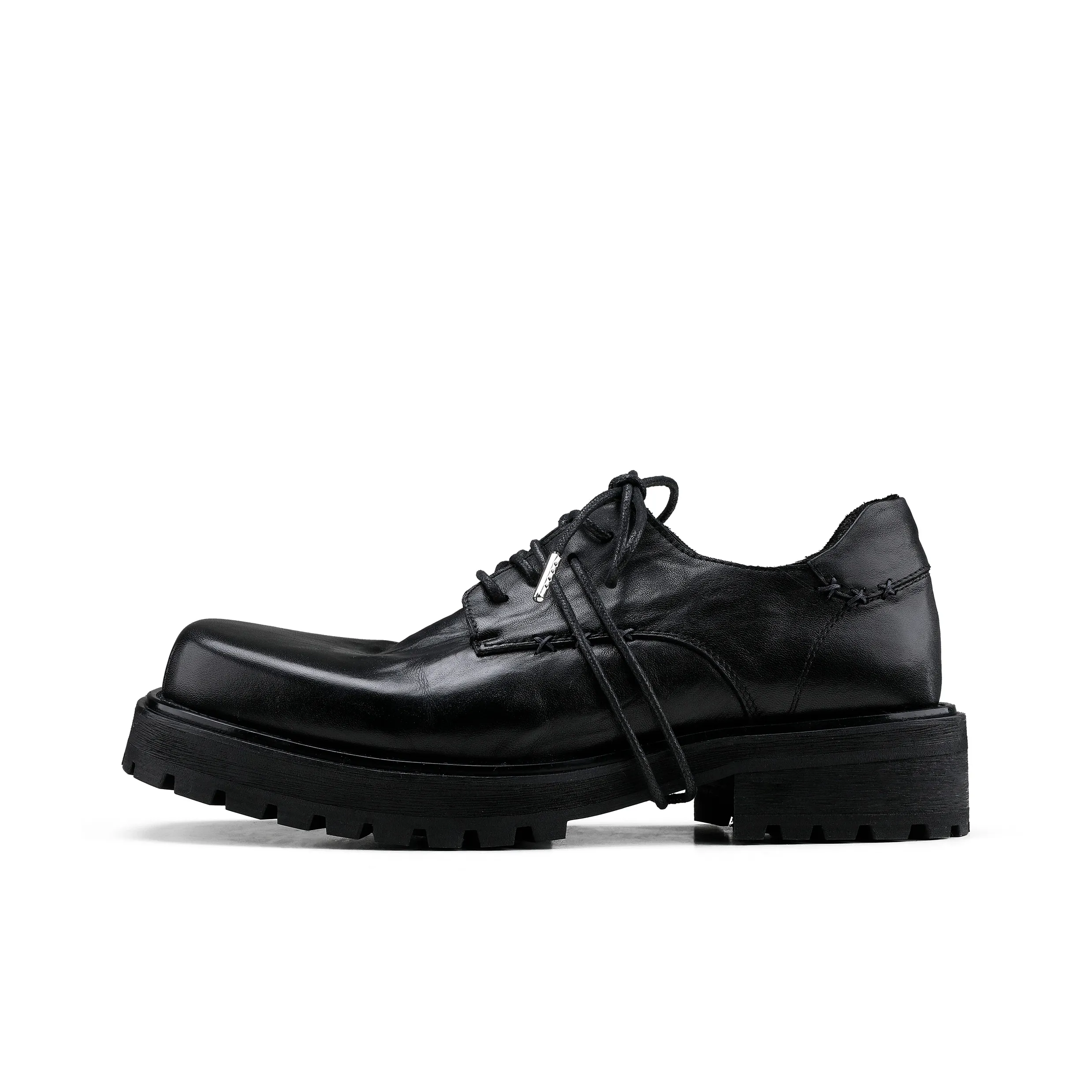 HANQIAORIJI Black Blood Series Square Toe Derby Men's Black