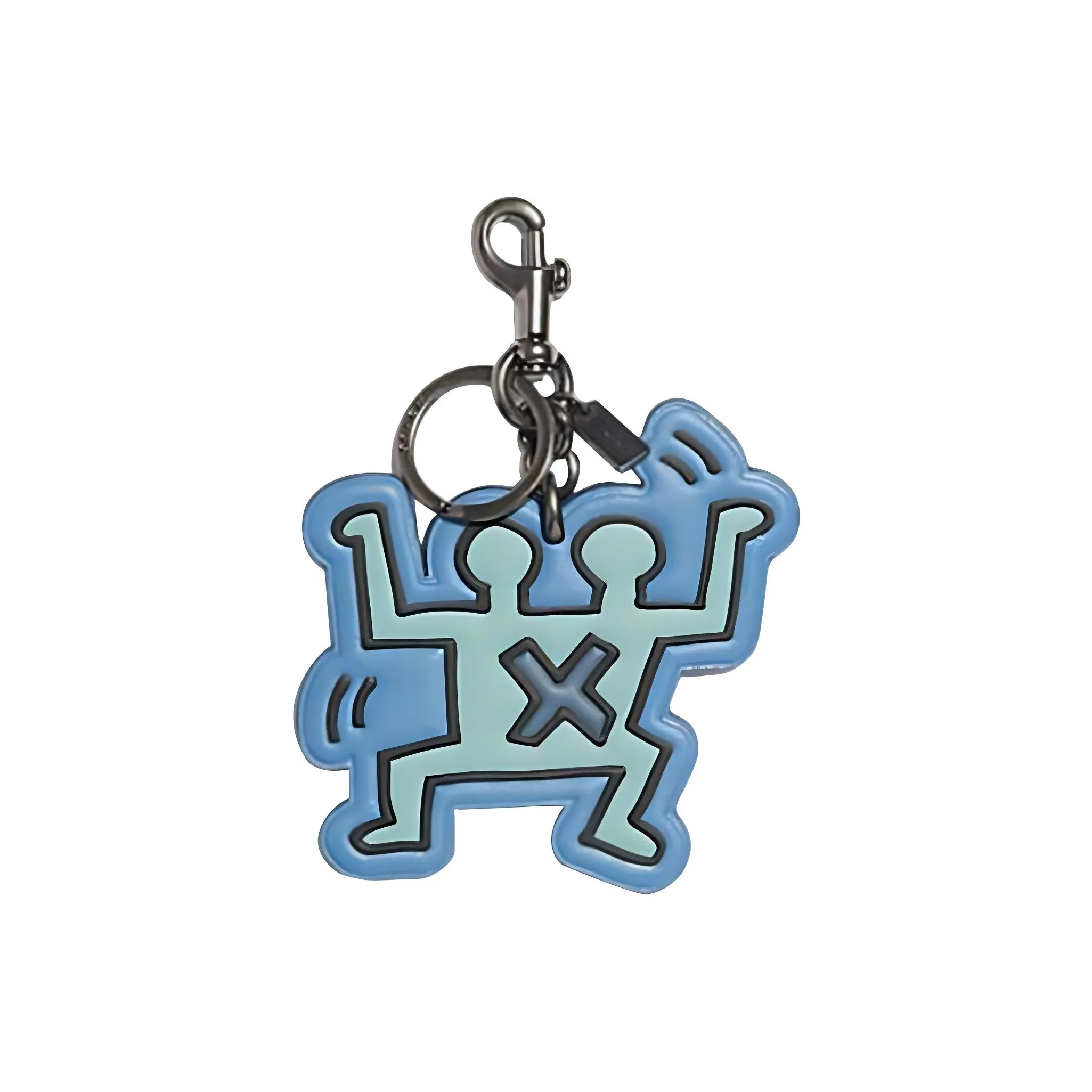 COACH X Keith Haring Collaboration Smooth Leather Keychain Bag Accessory Bag Unisex Denim Blue