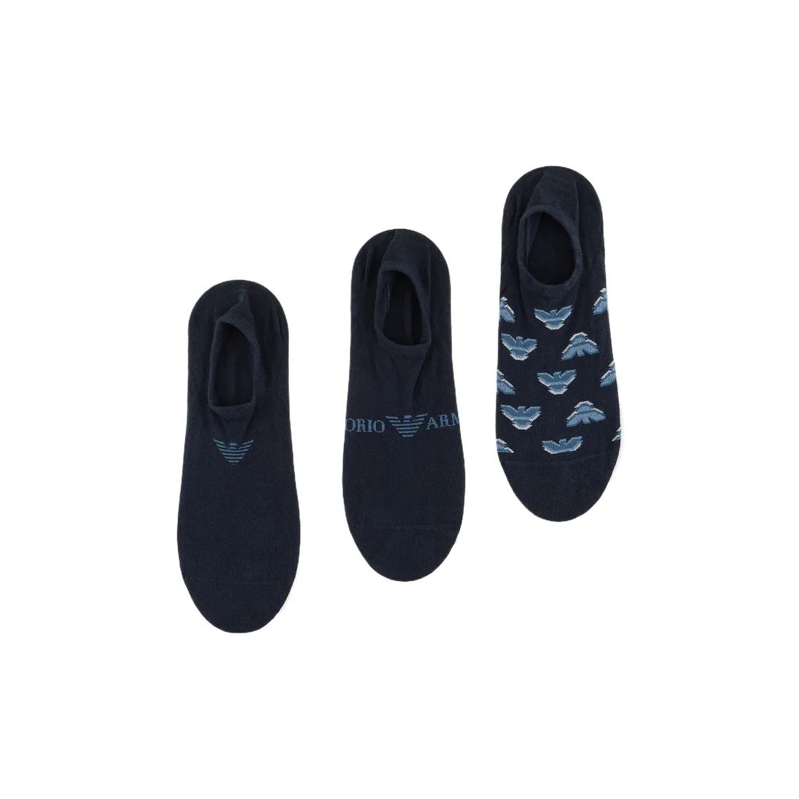 EMPORIO ARMANI SS25 No Show Носки Мужские 3 Пачки Темно-Синий