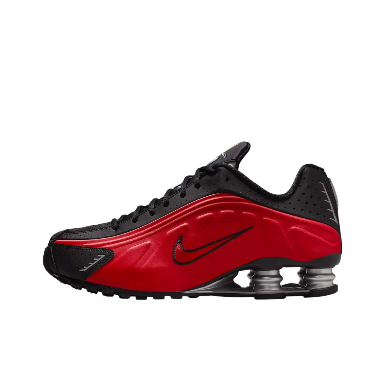 Nike Shox R4 Slip-resistant Abrasion-resistant Low Top Casual Running Shoes Men's Black Red Найк Шокс R4 Противоскользящий Устойчивый к истиранию Низкий Топ Повседневные Беговые Кроссовки Мужские Черный Красный