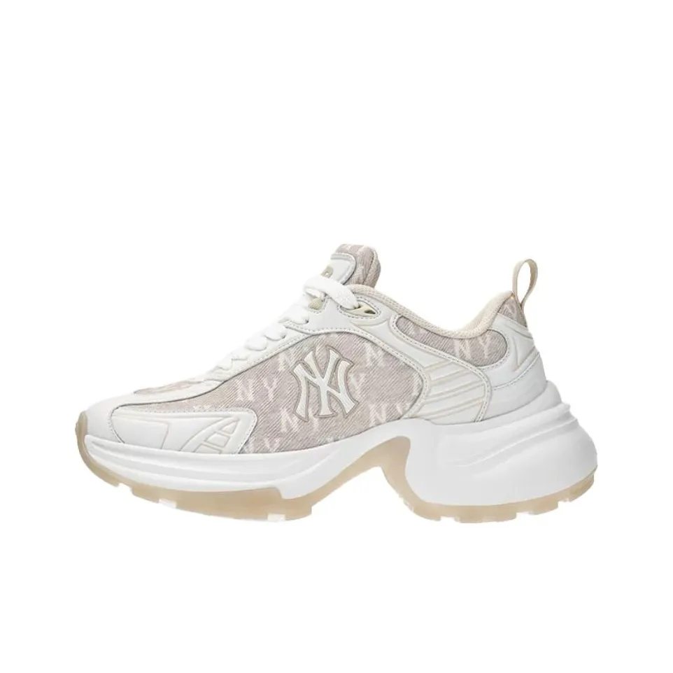 Mlb Base Logo Нью-Йорк Янкис Износостойкий визуально увеличивающий рост Низкий Топ Толстая подошва Кроссовки Унисекс Белый