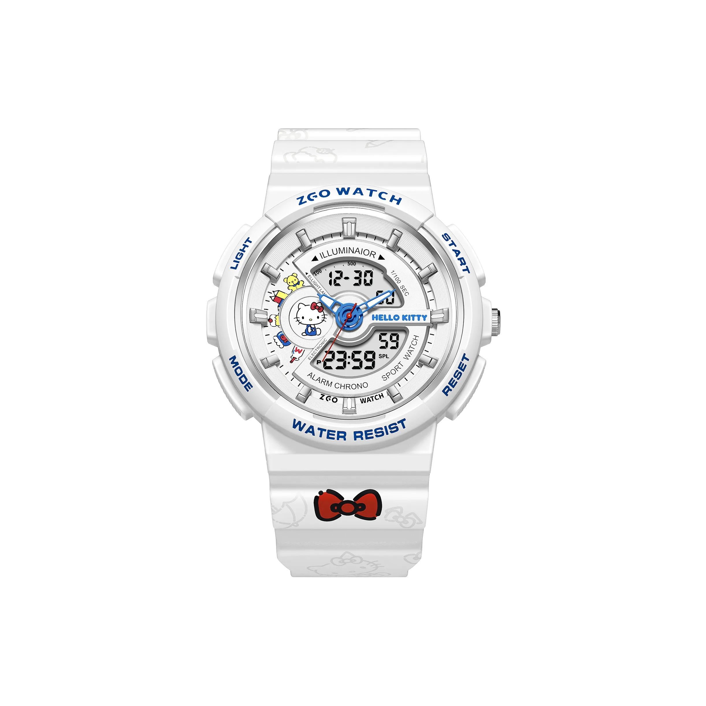 Hello Kitty Электронные + кварцевые часы для женщин серия Sanrio 46,4 мм * 42,3 мм * 16 мм бежевый