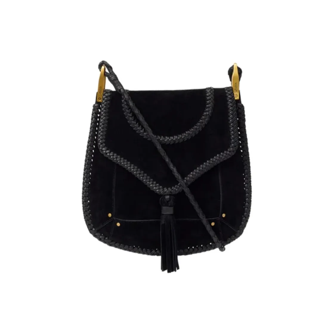 ISABEL MARANT Suede Calfskin Shoulder Bag, Crossbody Bag Women's Black