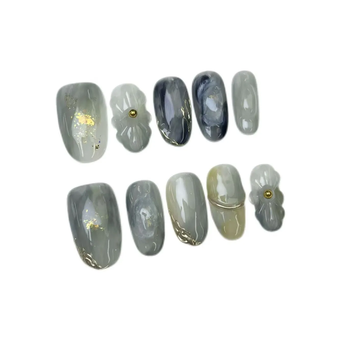 LIANJING Изумруд JINHUA Luxury Handcrafted Осветляющий False Nail Овал Зеленый Jump Цвет 20 мм