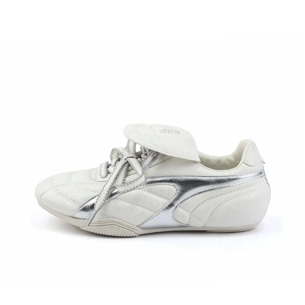 CHERRY&KALIKA Slip Resistant, Abrasion Resistant, Breathable, Lightweight Low Top Casual Shoes Women's White Silver