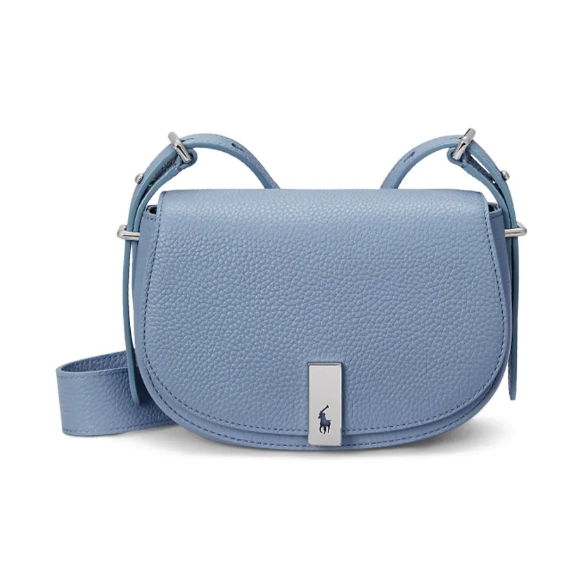 Polo Ralph Lauren Polo ID Cow Leather Saddle Bag, Shoulder Bag Mini Women's Faded Denim Blue