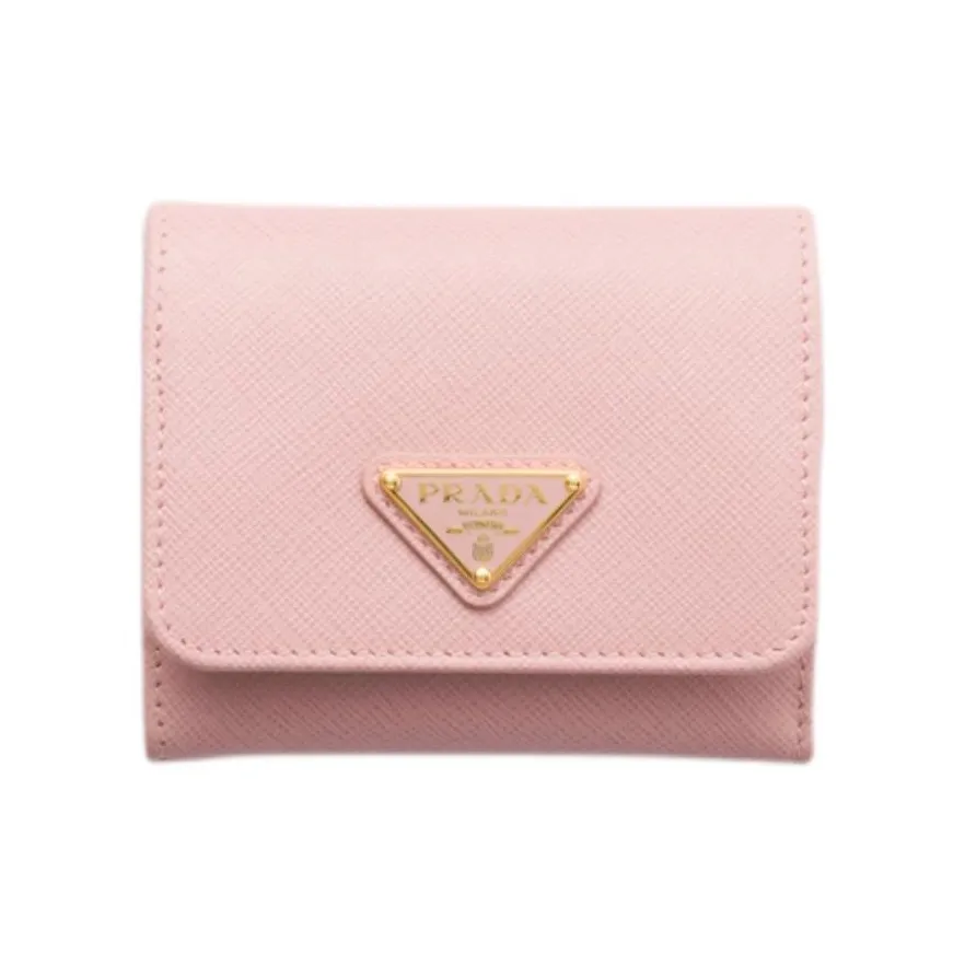 PRADA Cow Leather Wallet Mini Women's Light Pink Red