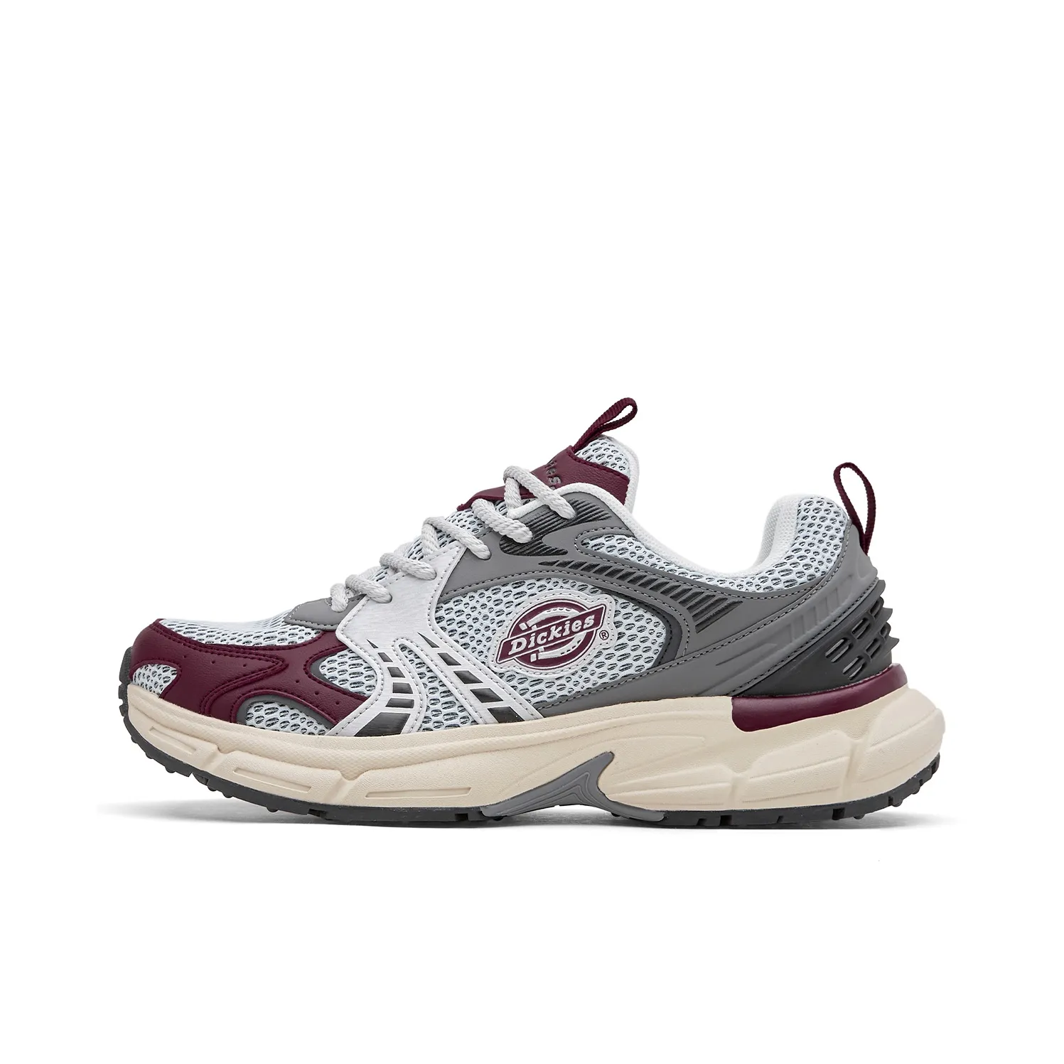 Dickies Аbrasion Resistant Дышащий Покрытие Низкий Топ Толстая подошва Мужские Серебряно-красные Кроссовки