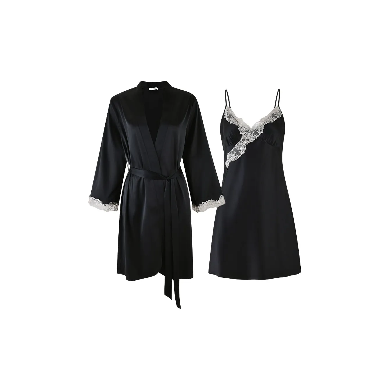 MY BODY Шелк Пижамный комплект Женский Янтарный Черный