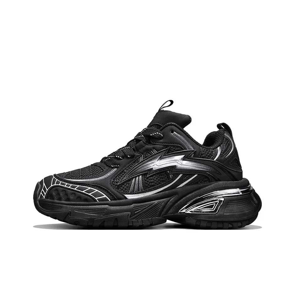 NFL Ultra S Chunky Sneakers Unisex Low Top Black Silver