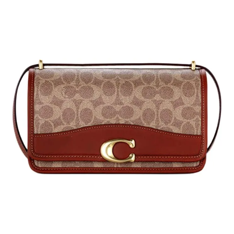 COACH Сумка через плечо из ПВХ Сумка на плечо Средняя Женская Красно-коричневая
