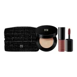 3종 세트: 블랙 골드 롱 기장-Wear Cushion #21N 5g+스킨톤 투명한 립 글로스 #462 1.3g+Heran 블랙 샤넬 스타일 가방