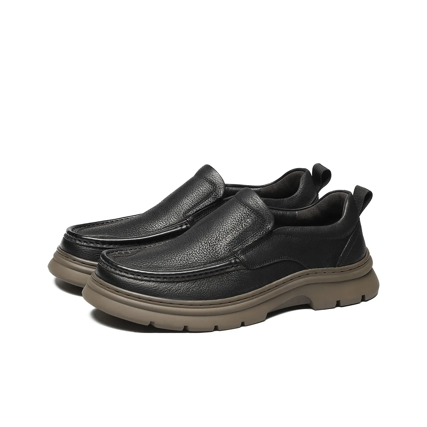 ST&SAT Fashion Genuine Leather Trendy Slip on Men's Dress Shoes