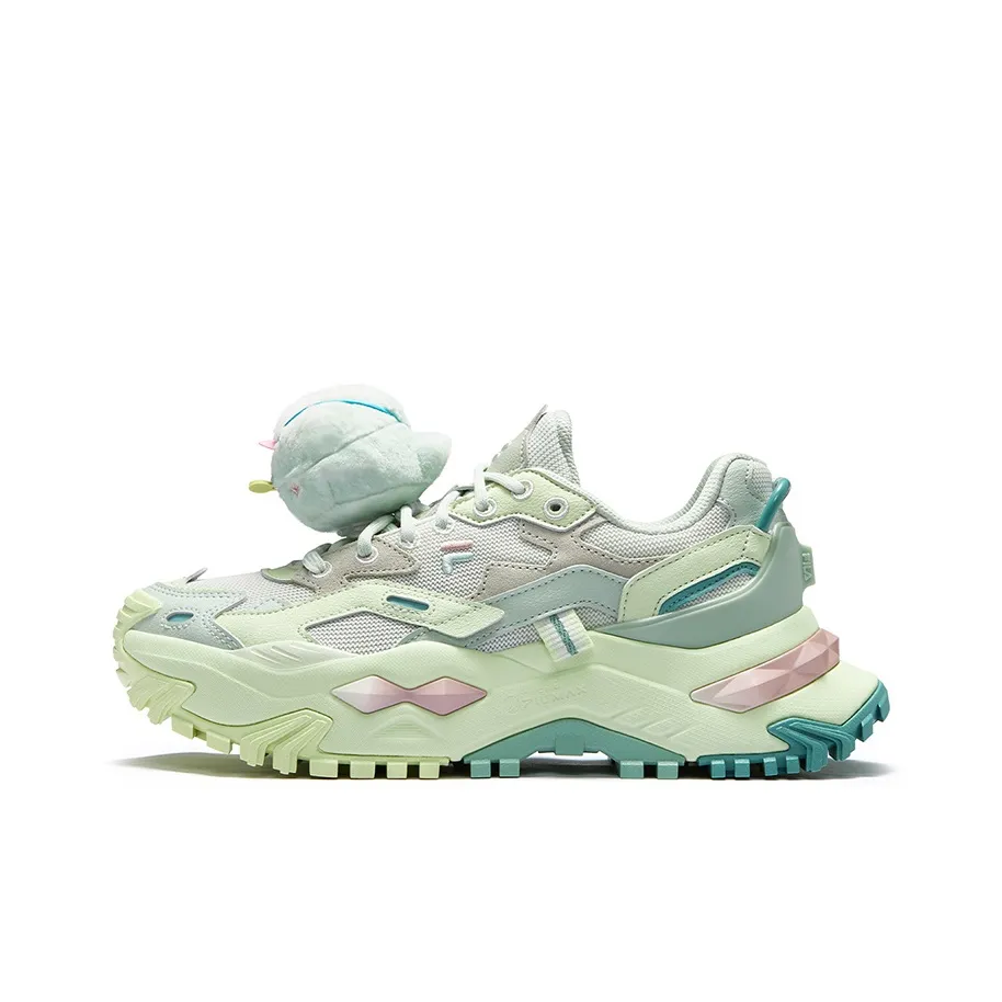 FILA FUSION Бьянко визуально увеличивает рост Низкий топ Толстая подошва Кроссовки Женские Циановый