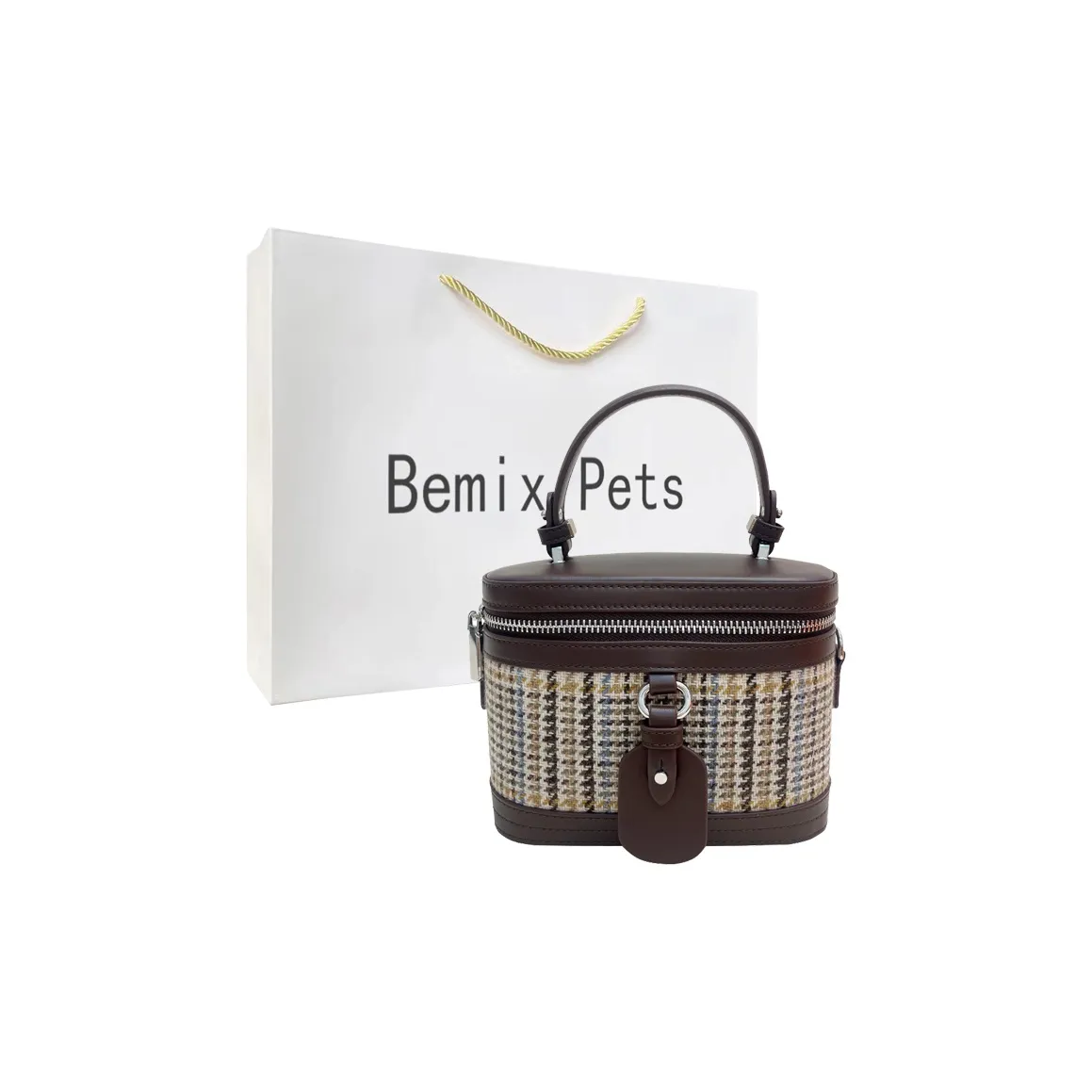 BEMIX PETS Fabric Cow Leather Patchwork Crossbody HandBags Borsetta Small Size Women's