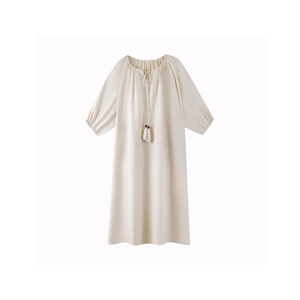 XIAFENYAN Nightgown Women's Apricot