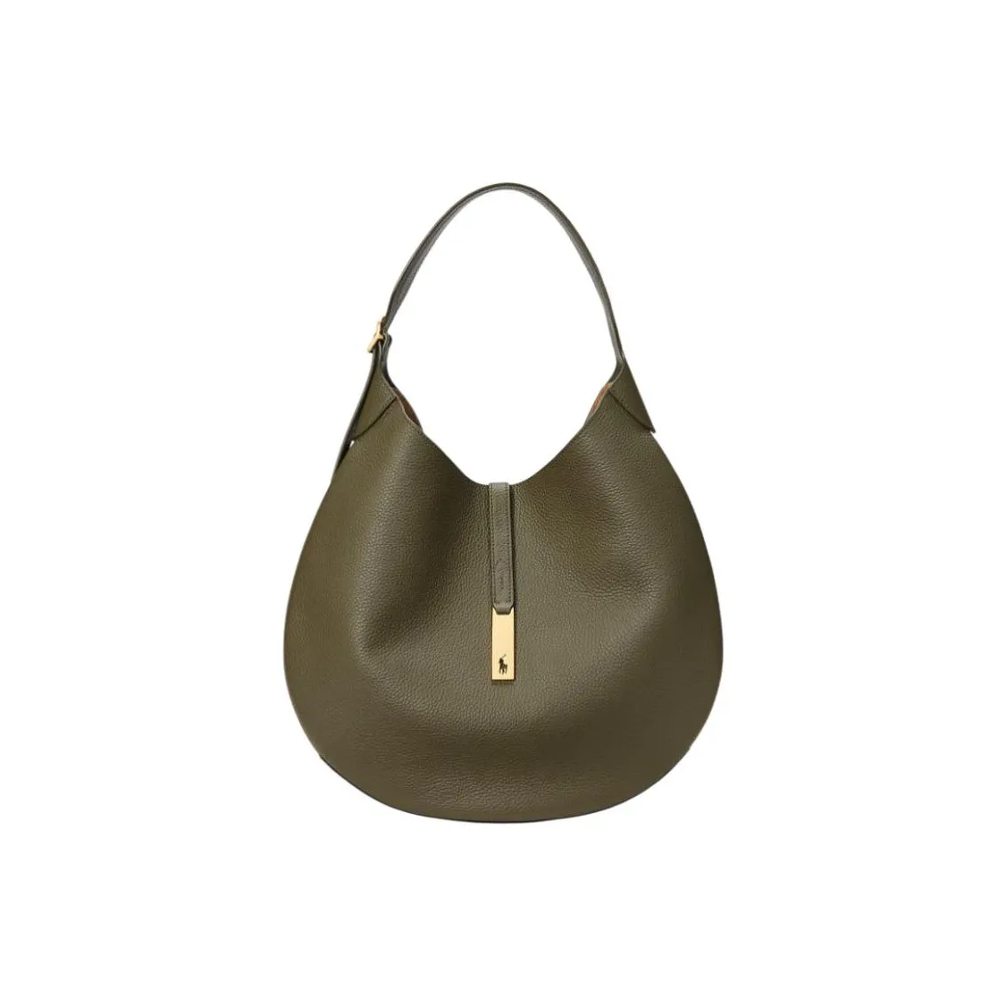 Ralph Lauren Polo ID Cow Leather Crossbody Bag, Shoulder Bag Large Size Women's Olive Green