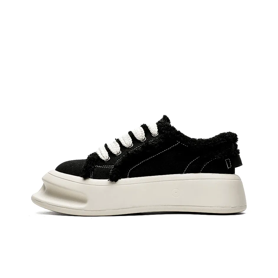 KUNGFUDEER Нить LINE Collection Slip-resistant Увеличение Высоты Низкие Кроссовки для Скейтбординга Унисекс Черные