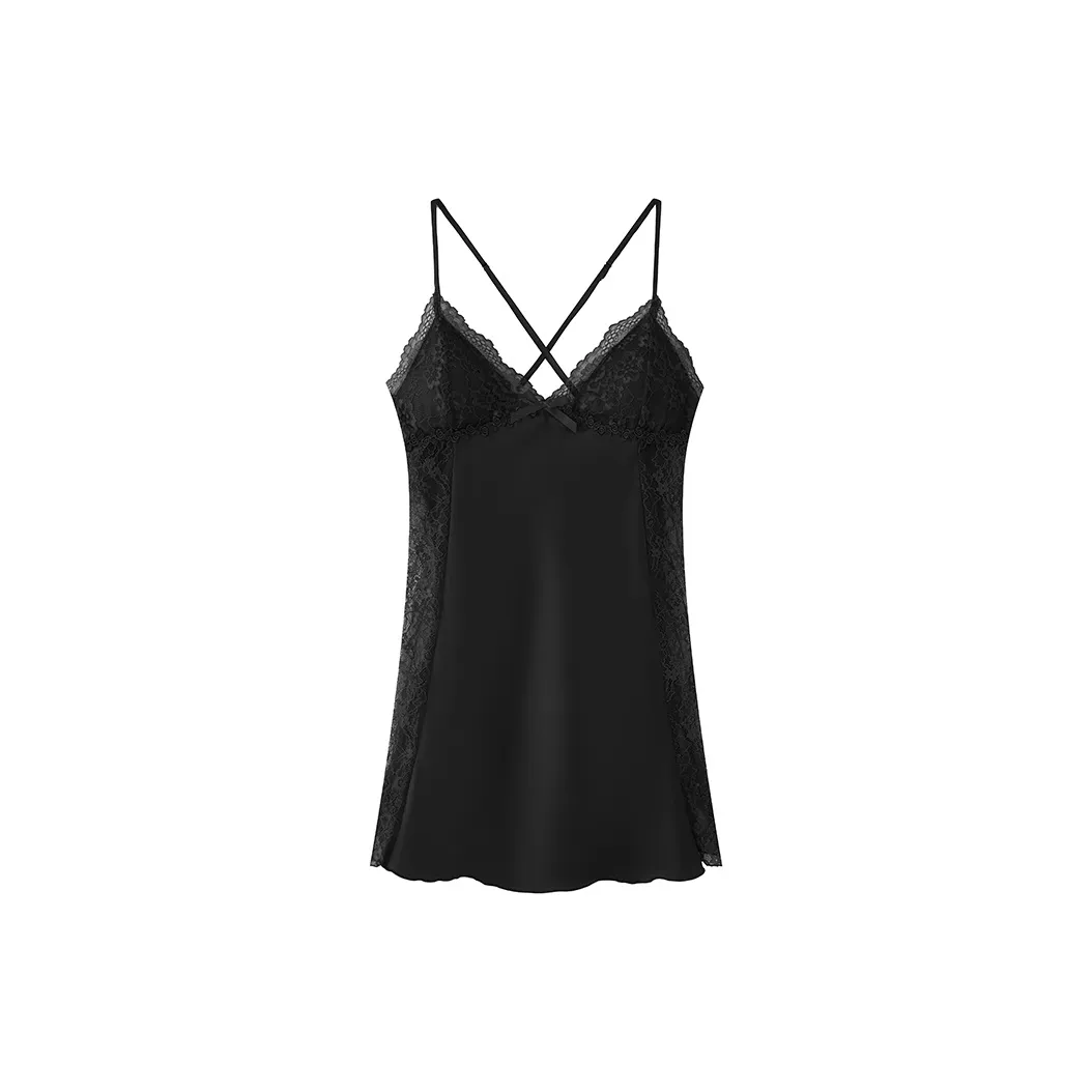 Qiao Ni Tong Nightgown Women's Starry Black