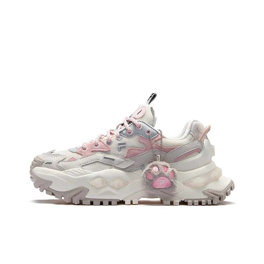 FILA FUSION BIANCO Wear Resistant Height Increasing Low Top Chunky Sneakers Women's White Gray