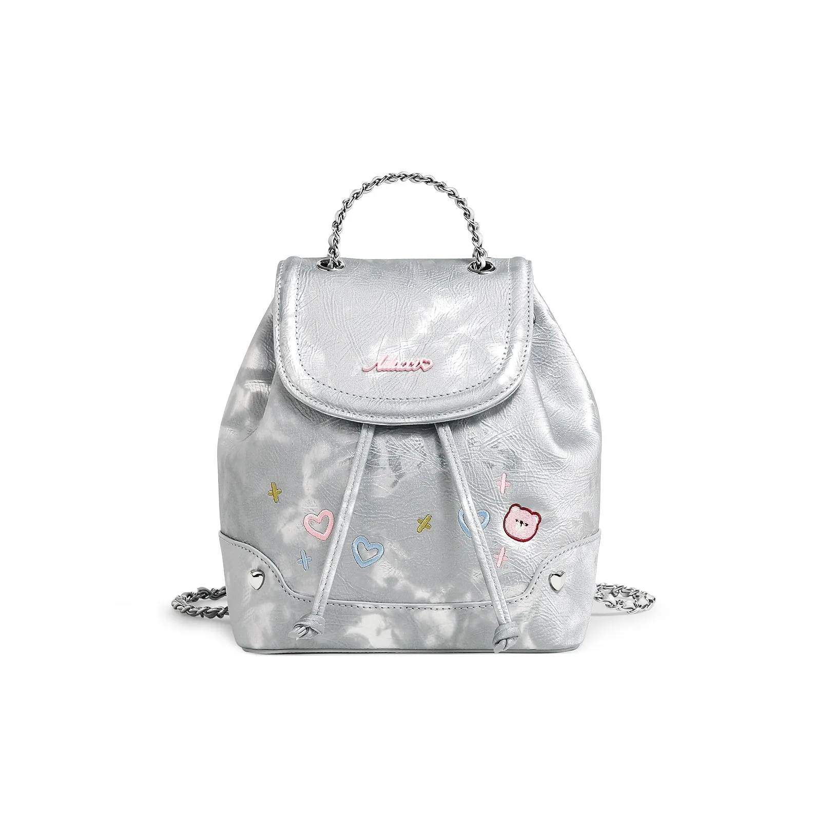 AILUXI Синтетическая кожа Университетский рюкзак для женщин цвет галактический серебряный