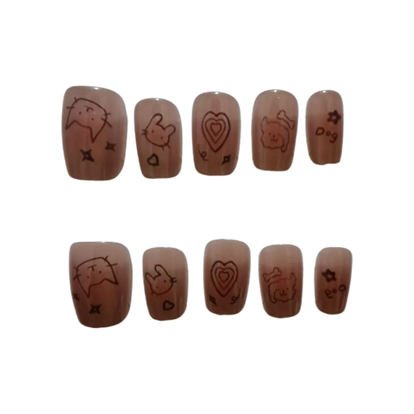 Fanze Кошка And Собака Любовь Осветляющий Детство Веселье Ручная Рисовка Линия Cute Cartoon Стиль Короткий ЛАДЬЯ Розовый Смужка 15мм