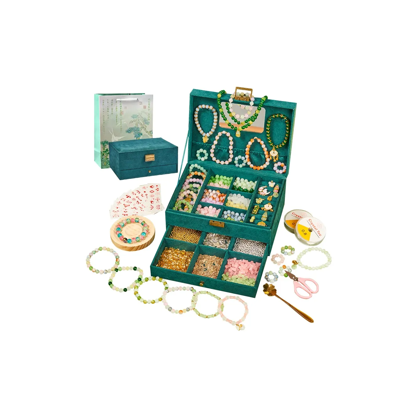 KEBY Шкатулка для украшений DIY Традиционный китайский стиль Браслет с бусинами Коробка Развивающие игрушки