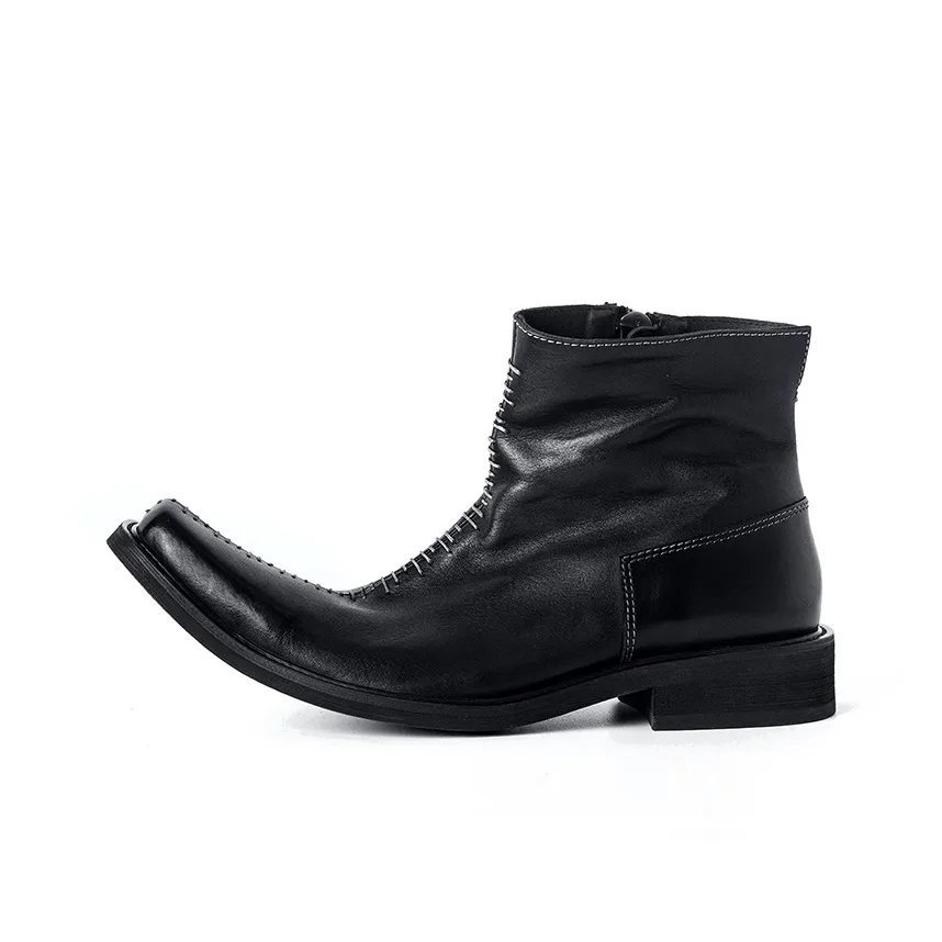 HUANXIANGZHE Ankle Boots Men's Black