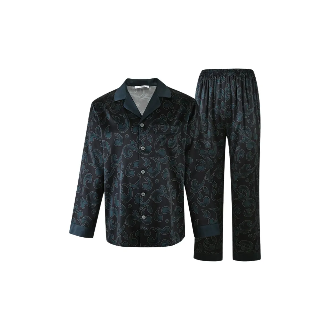 MY BODY Премиум Шелковый Feel Комплект Пижам Мужской Элегантный Черный