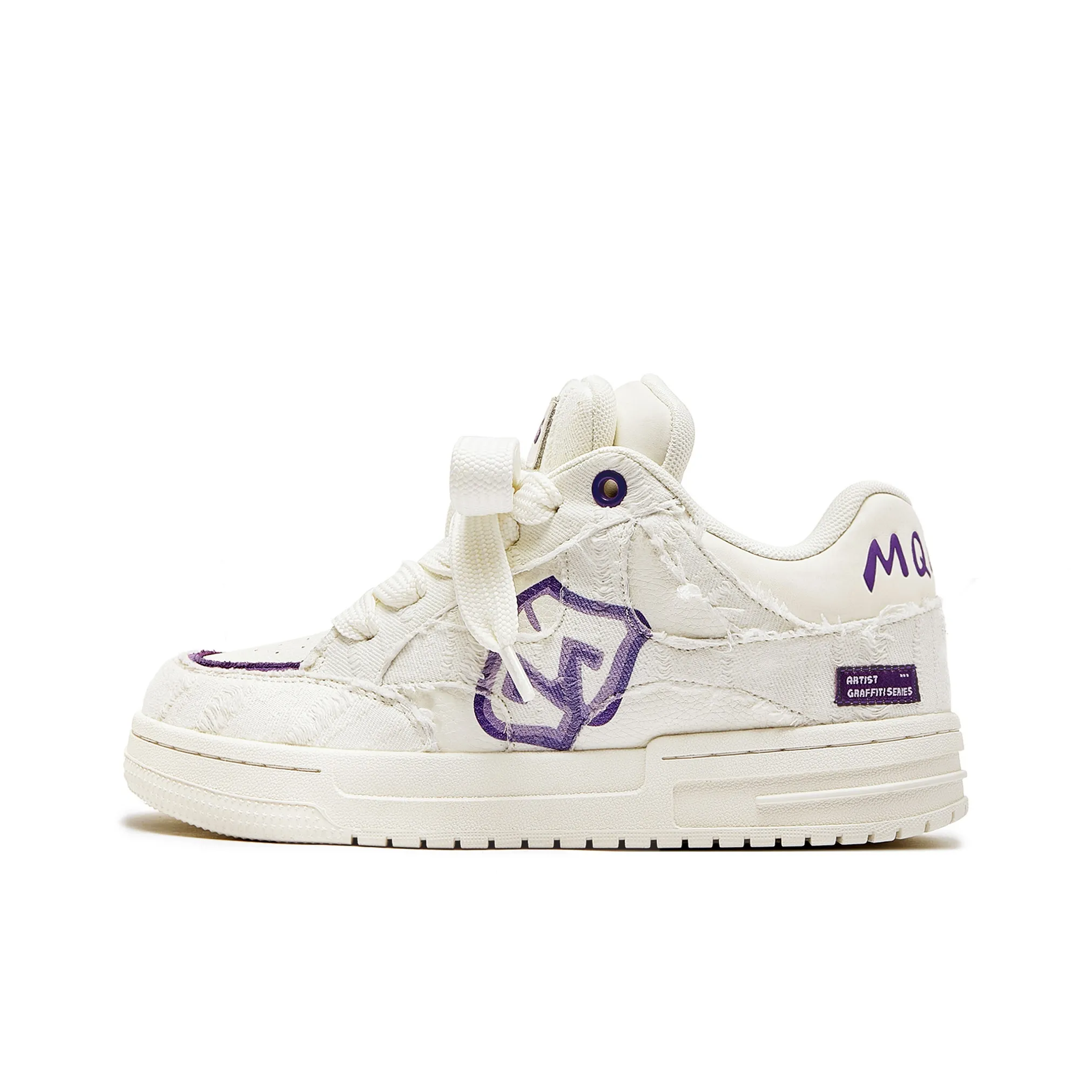 MQMS Скейтборд Кроссовки Низкие Белые/Фиолетовые Унисекс