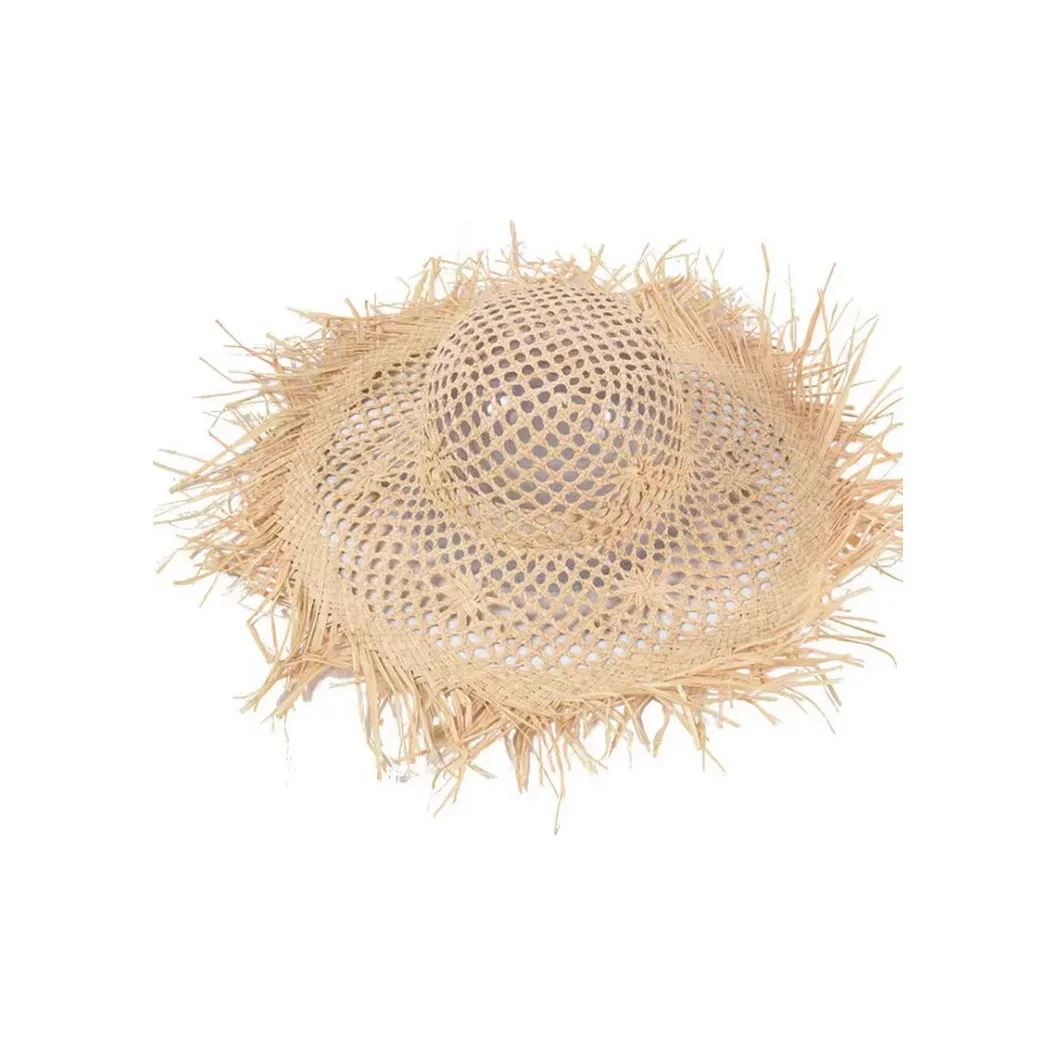 Peach Tea Large-Brimmed Raffia Hats & Caps Women's