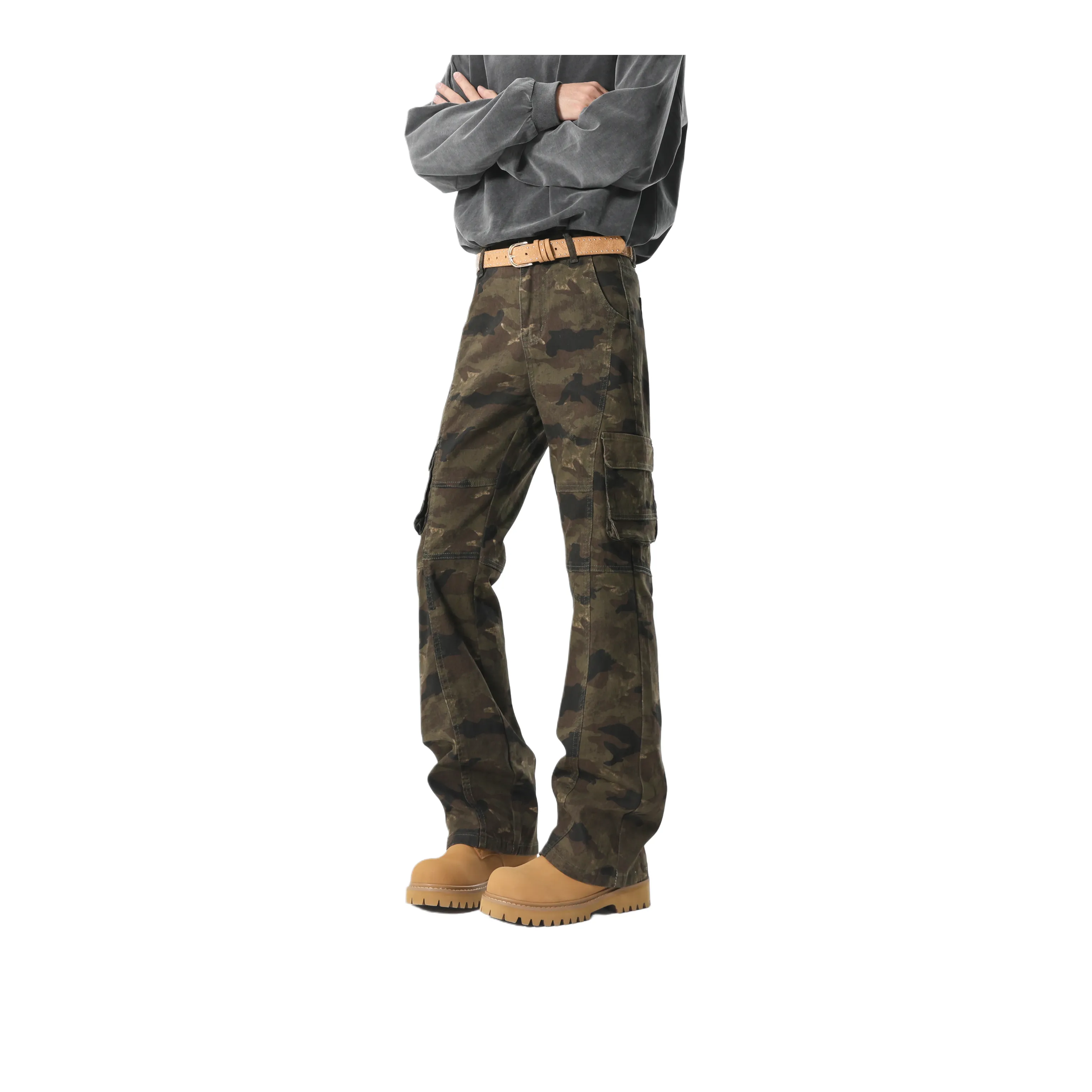 TESTUNG Trendy Jeans Unisex Square Camouflage