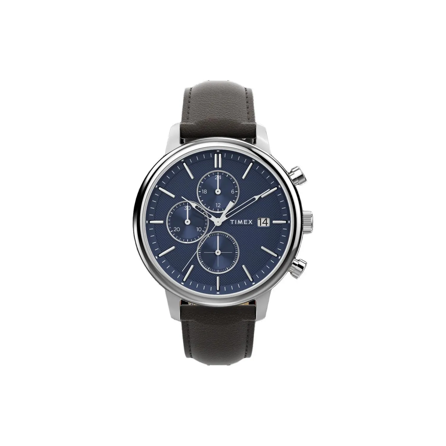TIMEX Наручные часы Кварцевый механизм Кожаный ремешок 45 мм Синий циферблат Женские часы