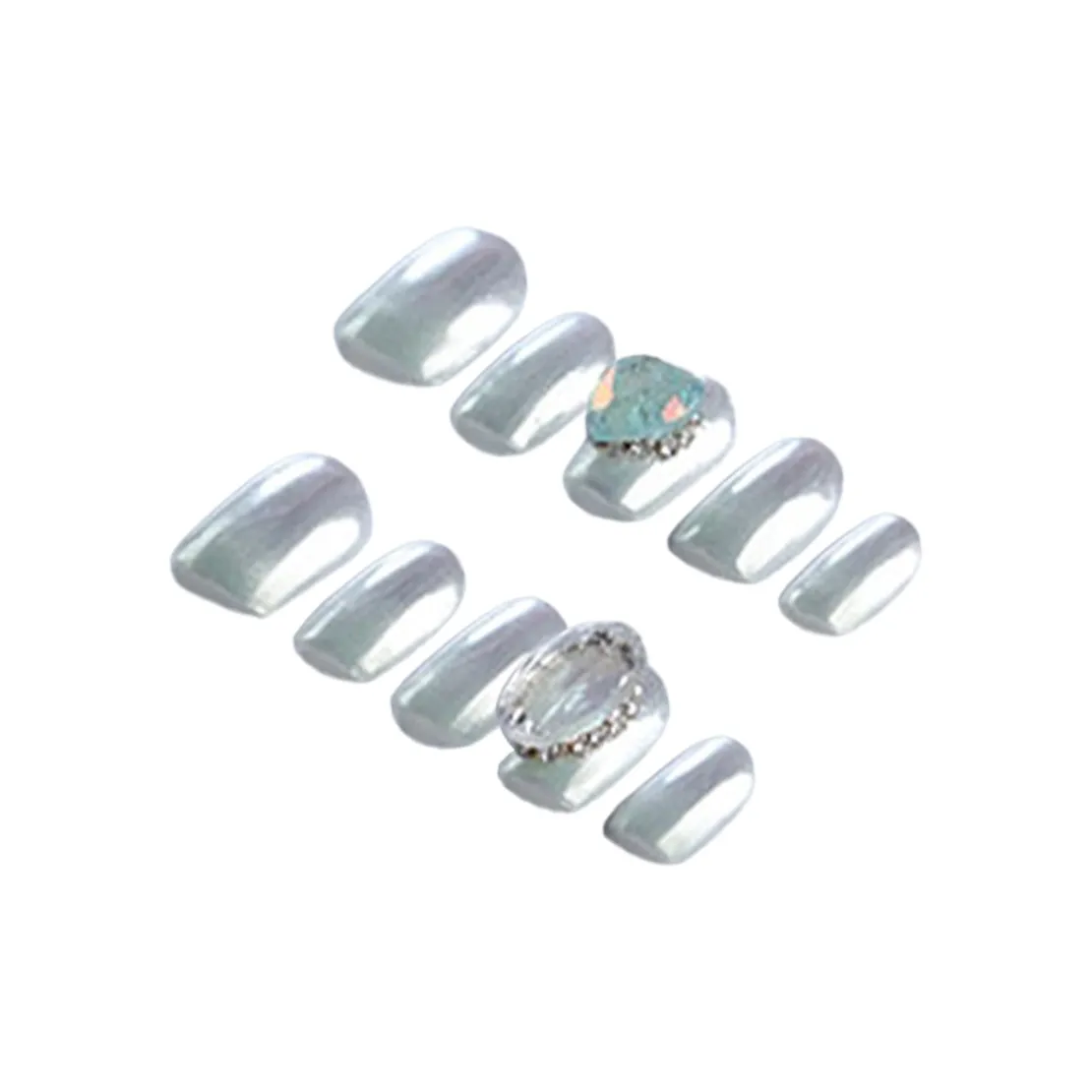 SHANGSHIQIN Ледяной зеленый Кошачий глаз Осветляющий Ледяной кристалл Элегантность Сверкающий горный хрусталь 15 мм Короткий LADDER Градиент синий-зеленый