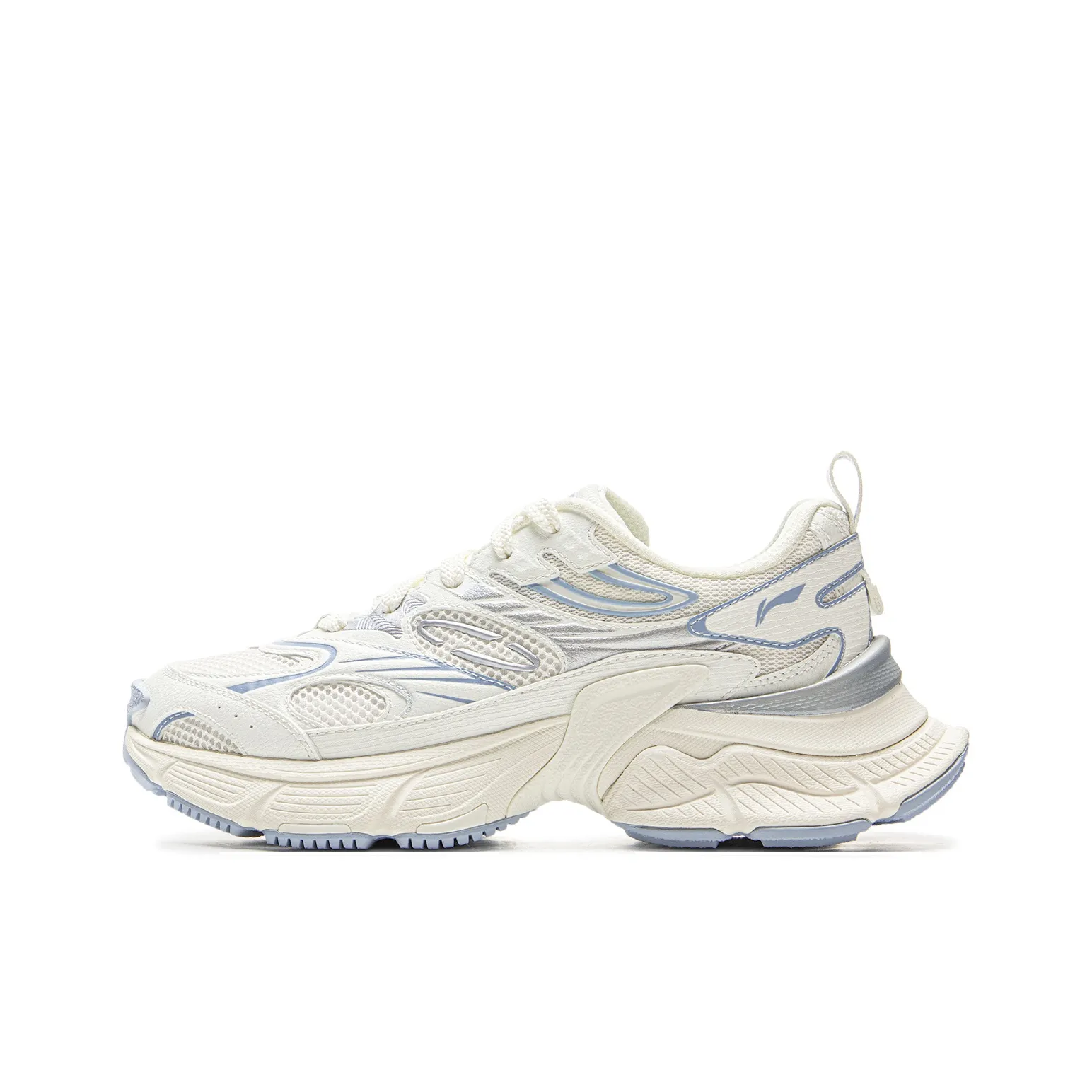 LINING Звезда Шокабсорберы Устойчивый к истиранию Дышащий Низкий Топ Кроссовки с толстой подошвой Женские Белые Синие